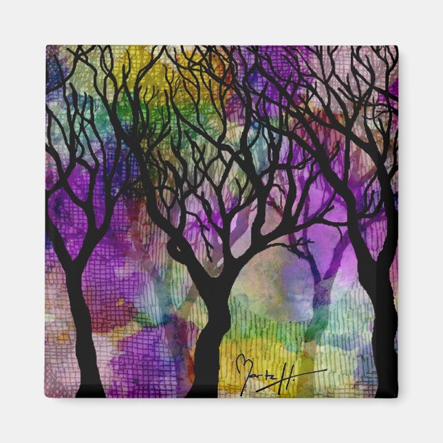 Imán Capas de árboles en fondo mica (Frente)