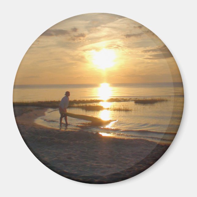 Imán Cape Cod Ocean Beach Sunset Photo Magnet (Frente)