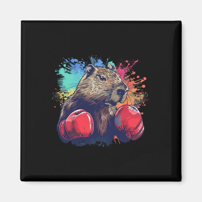 Imán Capibara Boxeando Con Guantes De Boxeo Kickboxing  (Frente)