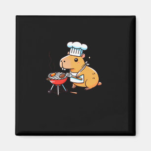 Imán Capibara Chef Pegatina de barbacoa al aire libre