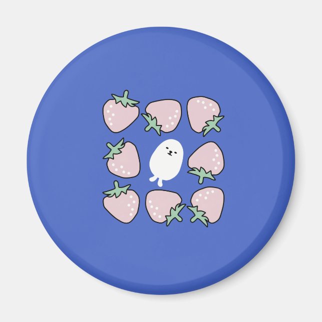 Imán Capibara con Fresas Doodle Estético (Frente)