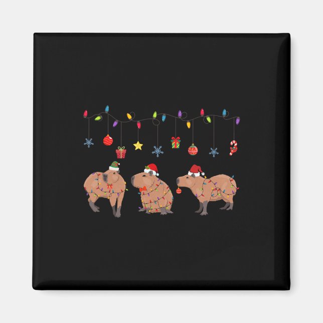 Imán Capibara Feliz Navidad Capybaras Lover Funny Cap (Frente)