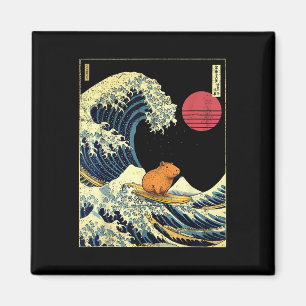 Imán Capibara japonés ola de Kanagawa divertido surf an