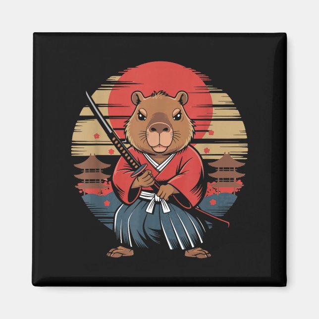 Imán Capibara Samurái Japonés (Frente)