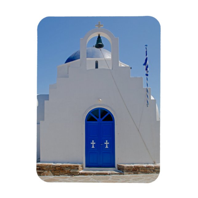 Imán Capilla azul y blanca de Antiparos (Vertical)