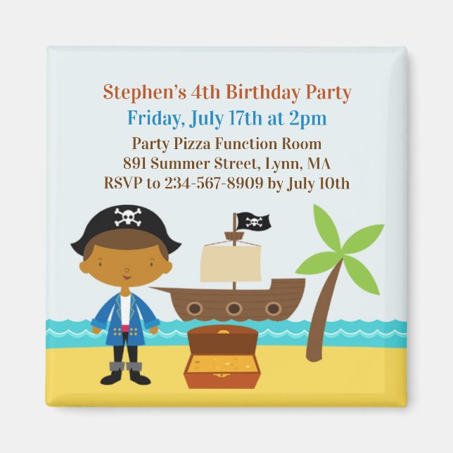 Imán Capitán de la invitación a la fiesta de cumpleaños (Frente)