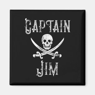 Imán Capitán Jim Vintage Barco pirata personalizado