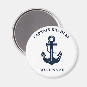Imán Capitán Náutico Elegante Personalizado y Nombre de