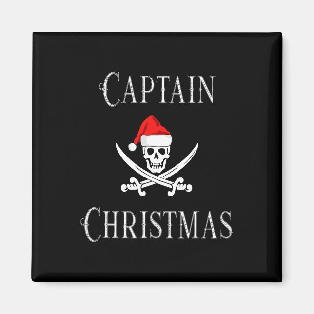 Imán Capitán Navidad Pirata Calavera Santa Sombrero B (Frente)
