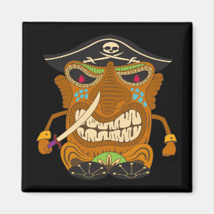 Imán Capitán pirata, estatua de Tiki, negro divertido