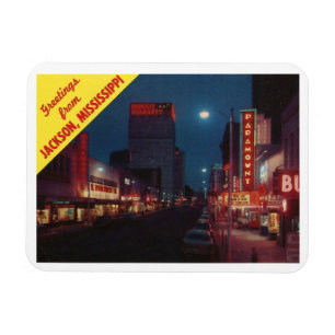 Imán Capitol St. por la noche, Jackson MS Vintage
