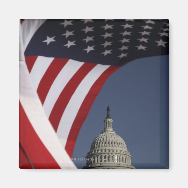 Imán Capitolio de Estados Unidos con bandera norteameri (Frente)