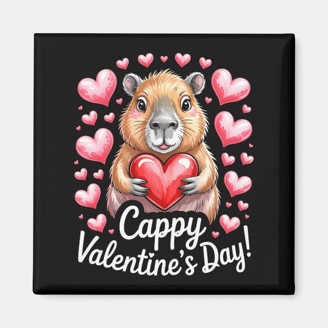 Imán Cappy Valentine’s Day Cute Capybara Heart Design P (Frente)