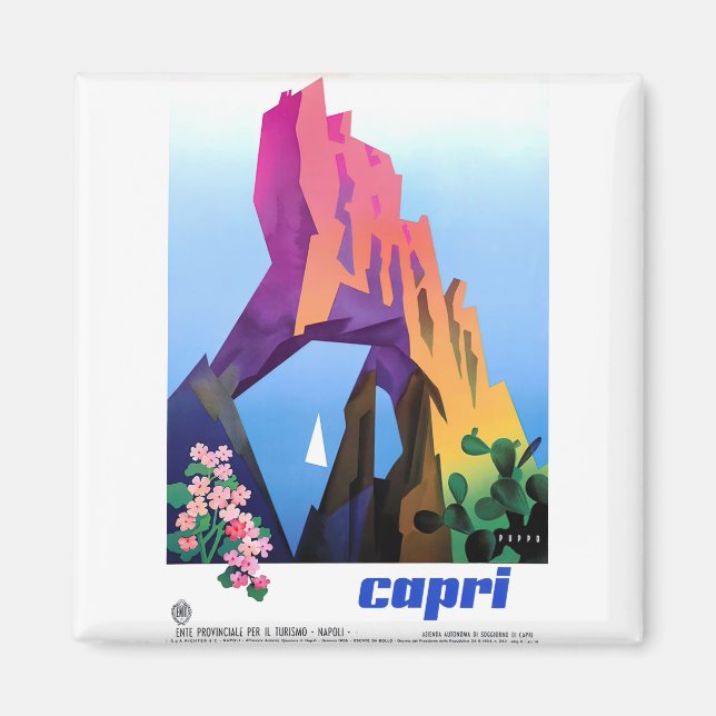 Imán capri vintage poster (Frente)