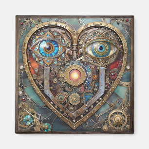 Imán Caprichoso Corazón Steampunk Te Veo Te Amo