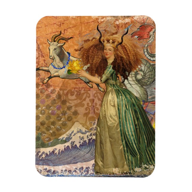 Imán Capricorn Mujer Goat Whimsical Fun (Vertical)