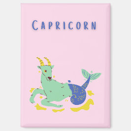 Imán Capricorn rosa, zodiaco, estampado de estrellas