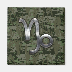 Imán Capricorn Zodiac Sign on olive green digital camo