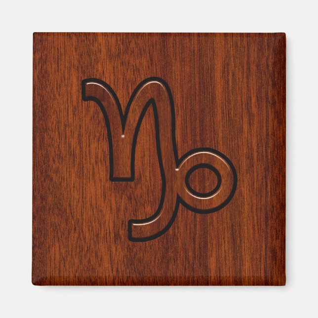 Imán Capricorn Zodiac Symbol in Mahogany Brown (Frente)