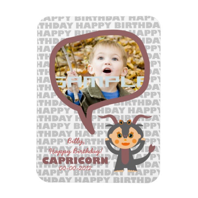 Imán Capricornio Feliz cumpleaños Keepsake para los niñ (Vertical)