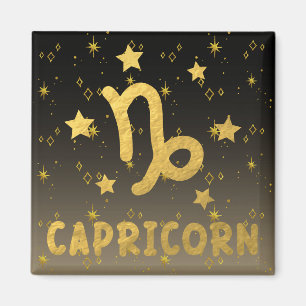 Imán Capricornio Zodiac Black and Gold Magnet