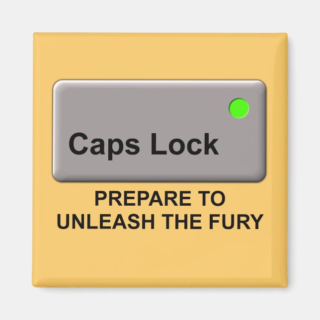 Imán Caps Lock Fury Funny Fridge Magnet Humor (Frente)