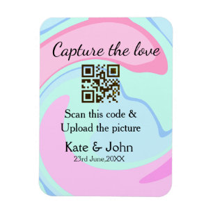 Imán Captura el amor añade escaneo QR mármol rosa azul