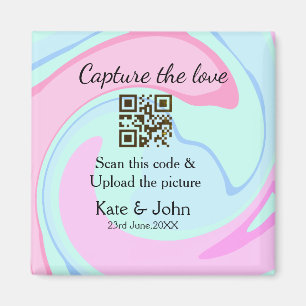 Imán Captura el amor añade escaneo QR mármol rosa azul