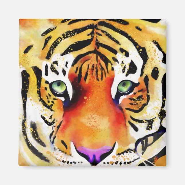 Imán Capturando la Majestad: La Mirada de un Tigre (Frente)
