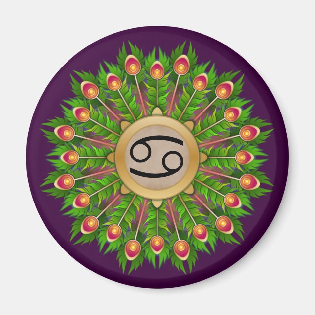 Imán Capucha de pavo real de cáncer de Rótulo de Zodiac (Frente)