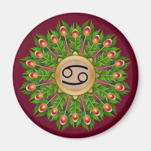 Imán Capucha de pavo real de cáncer de Rótulo de Zodiac