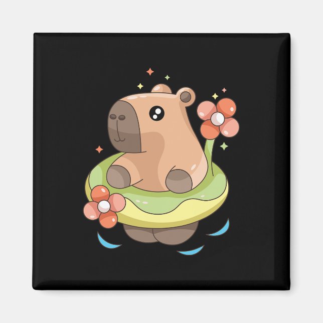 Imán Capy Capybara Floatie Divertida Navidad En Julio,  (Frente)