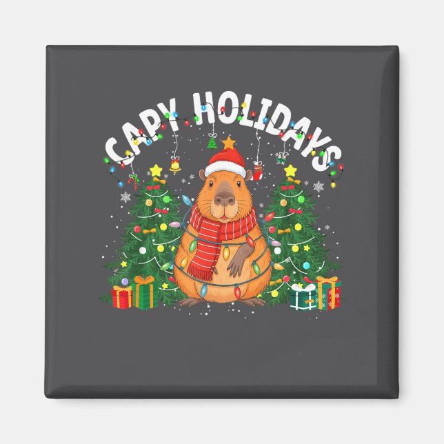 Imán Capy Holidays Capybara Santa Hat Xmas Men Women Ki (Frente)