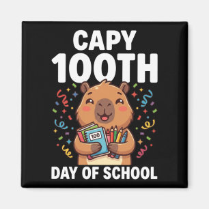 Imán Capybara 100.º día de escuela Lindo animal capy