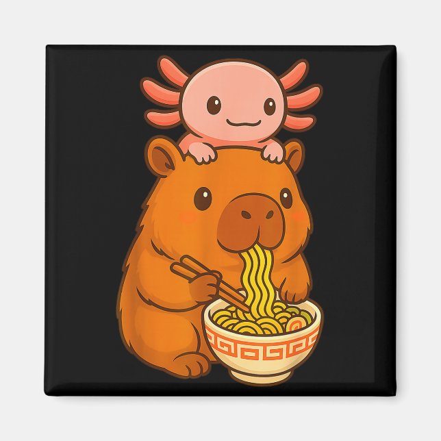 Imán Capybara Anime Ramen Axolotl Funny Graphic Kawaii  (Frente)