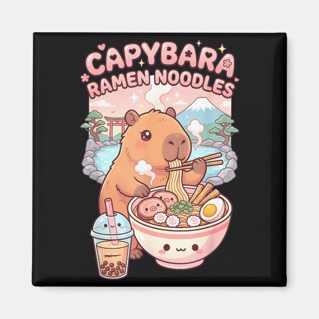 Imán Capybara divertido fideos ramen kawaii capybara co (Frente)