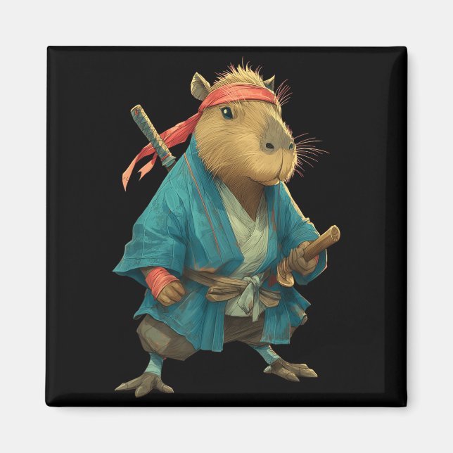 Imán Capybara Ninja Samurai Japan Funny Japanese Graphi (Frente)