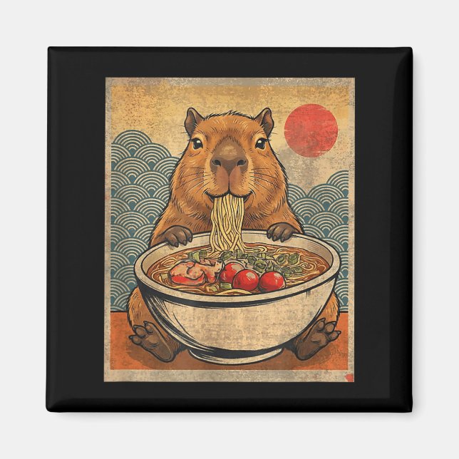 Imán Capybara Ramen Japanese Funny Graphic Kawaii Anime (Frente)