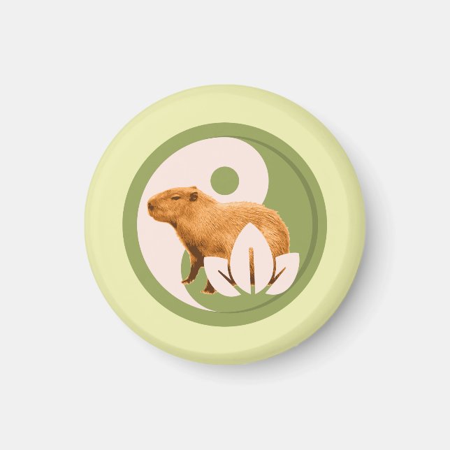 Imán Capybara Zen Yin Yang Naturaleza Pacífica (Frente)