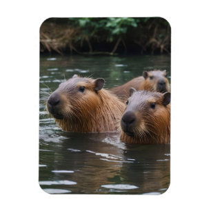 Imán Capybaras Nadando En El Río,