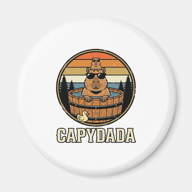 Imán Capydada Capybara Papá Diseño Vectorial de Bañera  (Frente)