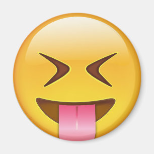 Imán Cara con hacia fuera pegada la lengua y los ojos