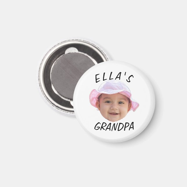 Imán Cara de bebé personalizada con foto y texto Abuelo (Anverso/Reverso)