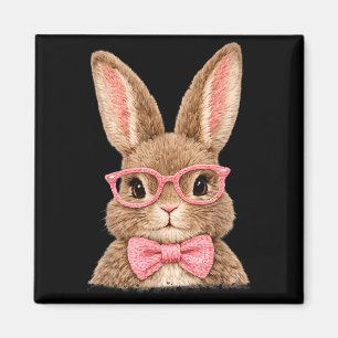 Imán Cara de conejito gafas rosadas lazo conejo Pascua