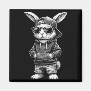 Imán Cara de conejo con gafas de sol divertido día de P