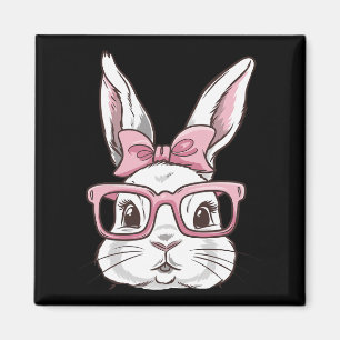 Imán Cara De Conejo Con Sungles Rosa Bow Tie Día De Pas
