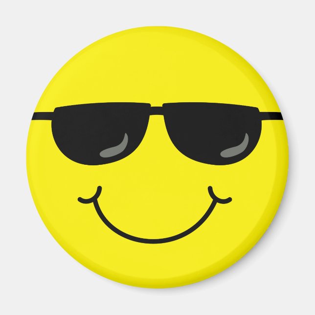 Imán Cara de Emoji Guay con gafas de sol (Frente)