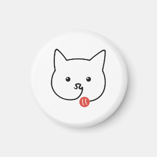 Imán Cara de Gato Adorable en Arte de Una Línea con Bol
