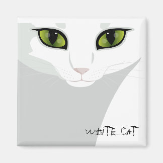 Imán Cara de gato blanco con el color de los ojos que e