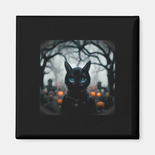 Imán Cara de gato lindo para Halloween (Frente)